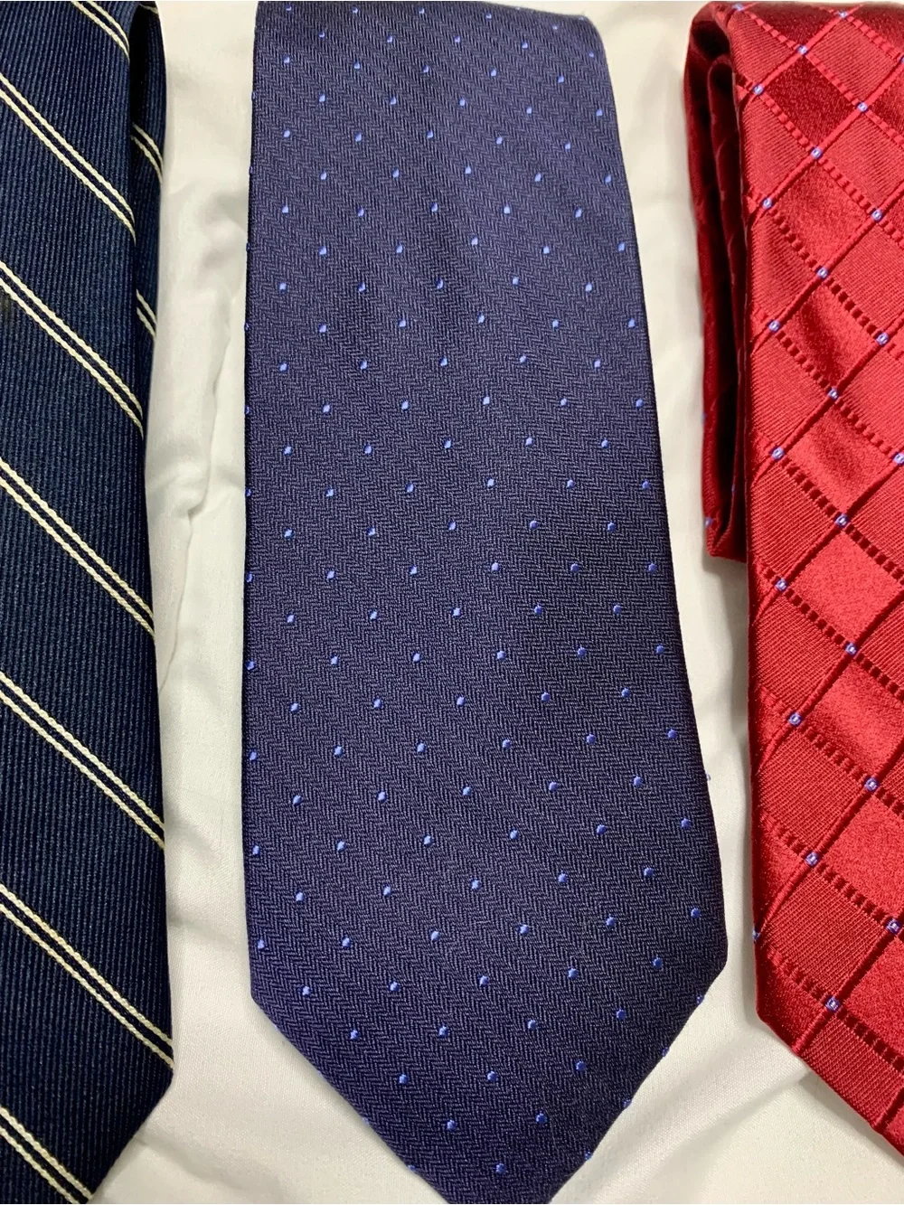 Designer Men's Tie Set - Navy, Dark Blue, Red
